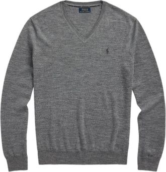 Ralph Lauren Stijlvolle Pull voor Heren - Heren - V-hals truien - Grijs - XL - Truien & Vesten