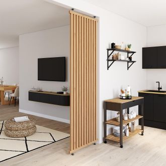 IDMarket Tabique Claustra 250 X 80 Cm En Listones De Madera Color Roble