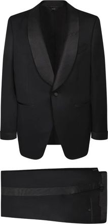 Tom Ford Enkelrijig smokingkostuum - Heren - Business pakken - Zwart - XL - Leer - Kostuums