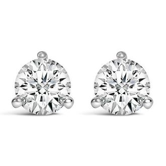 House of Brilliance 14K White Gold 1.0 Cttw 3-Prong Martini Set Brilliant Round-Cut Solitaire Lab Grown Diamond Screwback Stud Earrings at Nordstrom