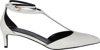 Khaite White Leather Low Heel Sandal