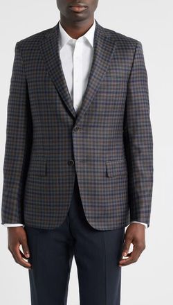Samuelsohn Milano Regular Fit Check Super 130s Wool Sport Coat in Grey at Nordstrom, Size 40 Regular