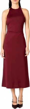 Nia Halter Midi Dress In Red