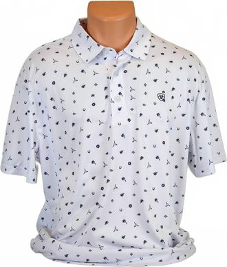 Ariat Mens Western Toss Print Polo In White