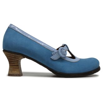 FLY London BEGI085FLY Cupido Leather Womens Heels Shoes - Sky Blue - Size:UK 8
