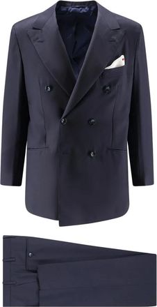 Kiton Double Breasted Suits - Heren - Business pakken - Blauw - XL - Kostuums
