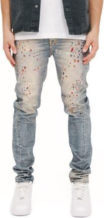 Purple Cyanine Jewel Embellished Skinny Fit Stretch Jeans in Light Indigo at Nordstrom Rack, Size 28