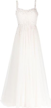 Jenny Packham Astrid embellished-tulle bridal gown - women - Polyester - 10 - White
