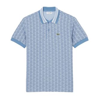 Lacoste Polo Shirts, male, Blue, Size: XL Classic Fit Monogram Jacquard Polo Shirt