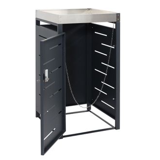 Hhg Hhg - Cubo De Basura De 1 Pieza 042b, Cubo De Basura, Jardinera Combinaci&oacute;n Acero Inoxidable-metal 24kg 110x60x62cm Extensible