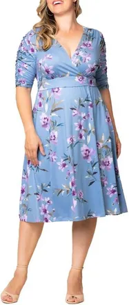 Kiyonna Gabriella Print Jersey A-Line Dress in Dreamy Blue Florals at Nordstrom, Size 0X