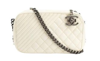 Chanel White Coco Boy Camera Bag Size S