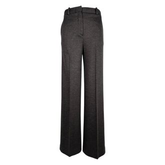 Circolo 1901 Wide Trousers, female, Gray, Size: XS Diagonal Wool Trousers