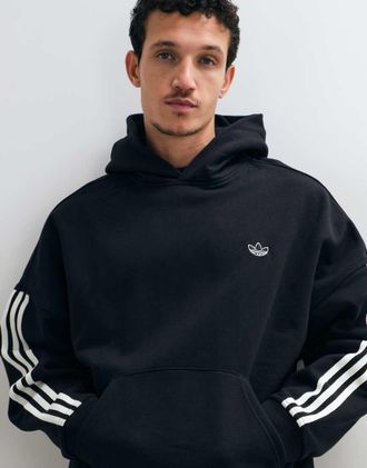 adidas Originals Signature Sweat felpa con cappuccio con zip intera nera-Nero