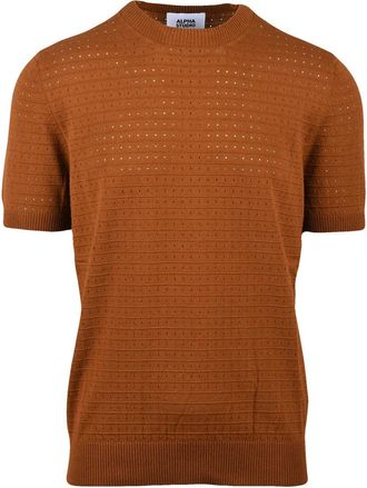 Alpha Studio Multicolor Cotton Polyester Crew Neck Knitwear Top