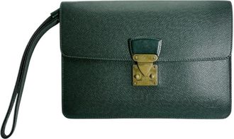Louis Vuitton Episea Green Taiga Leather Clutch Bag (Pre-Owned)