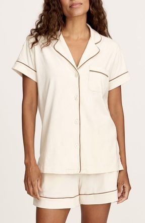 Petite Plume Featherweight Pima Cotton Short Pajamas in White at Nordstrom, Size X-Small