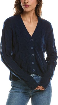 Fort&eacute; Cashmere Cable V-Neck Wool & Cashmere-Blend Cardigan