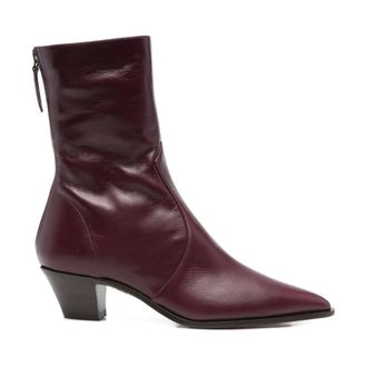 Aquazzura Schoenen, Dames, Rood, 38 EU, Bordeaux Rits Bootie met Schuine Hak