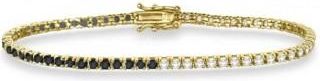 Allurez Diamond & Black Diamond Eternity Tennis Bracelet 14K Yellow Gold (3.51ct)