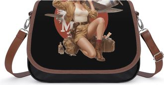 Generic WWII Pin Ups Woman Womens Crossbody Bag Fashion Shoulder Handbags Message Tote Bag with Adjustable Strap
