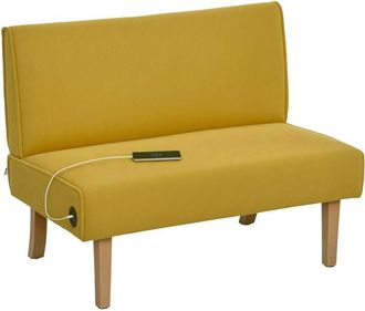 HOMCOM Homcom - Sof&aacute; De 2 Plazas Tapizado En Pana Sof&aacute; De Sal&oacute;n Sin Brazos Con 2 Puertos Usb 1 Puerto Tipo-c Y Patas De Madera Carga 240kg 110x60x85cm Amaril