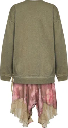 Diesel Womens Sweatshirt Dress D-Orely Green-Pink Cotton