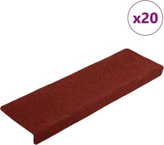 vidaXL vidaXL Tappetini per scale autoadesivi 20 pz 65x21x4 cm Bordeaux Rosso Bordo rettangolare