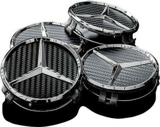 Andiamo Enjoliveurs De Roue En Alliage De Moyeu Central En Carbone Noir Mercedes 75 Mm. Lot De 4 Pi&egrave;ces