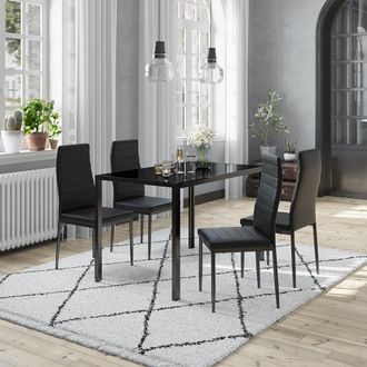 Vicco Set De Mesa De Comedor Grand, Negro, 120 X 75 Cm Juego De 4