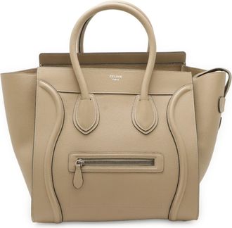 Celine Beige Leather Handbag Tote Bag (Pre-Owned)
