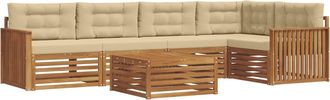 vidaXL Conjunto De Sof&aacute;s De Exterior 6 Uds. Natural Y Beige Vidaxl