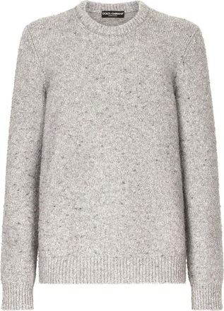 Dolce & Gabbana Round-neck Knitwear, male, Gray, Size: L Fashionable Sweater Gxp80Tjfmk7N0038