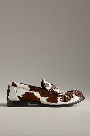 Schutz Tyche Cow-Print Loafers