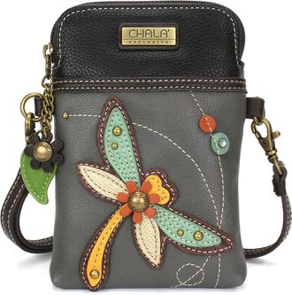 Chala Crossbody Cell Phone Purse-Women Canvas Multicolor Handbag with Adjustable Strap, Dragonfly - Gray, One Size, Modern
