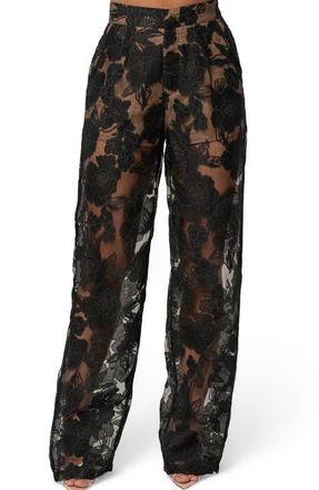 JLUXLABEL Floral Organza Pants in Black at Nordstrom, Size Medium