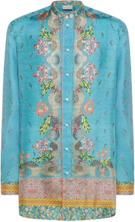 Pierre-Louis Mascia Mandarijnkraag Tuniek - Dames - Overhemden - Blauw - M - Overhemden