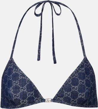 Gucci Top GG de denim en jacquard con GG