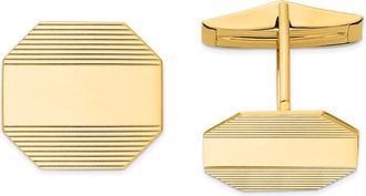 Diamond2Deal 14k Yellow Gold Rectangular Octagon Line Design Mens Cuff Links