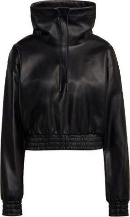 adidas (WMNS) adidas Originals Adicolor Contemporary Cropped Pleather Sweatshirt Black H66348