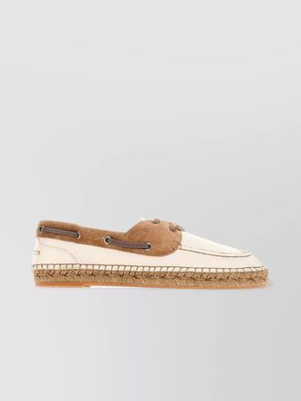 Brunello Cucinelli leather loafers with jewel insert and espadrille sole
