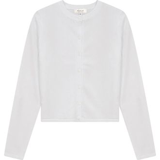 Vivid Cropped Ribbed Button Front Knit Cardigan in White at Nordstrom, Size Xx-Large
