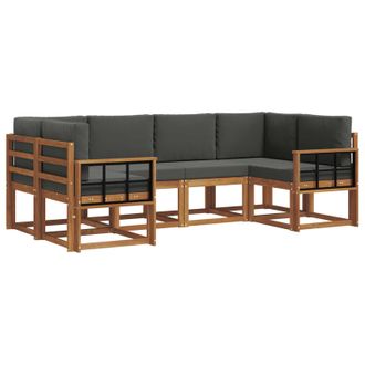 vidaXL Conjunto De Sof&aacute;s De Exterior 6 Pcs Natural Y Antracita Vidaxl