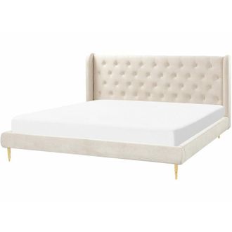 Beliani Beliani - Letto matrimoniale in velluto beige 180 x 200 cm Forbach