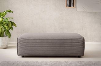 LeGer Home by Lena Gercke Hocker »PIARA, Polsterhocker mit Kedernaht, Cord, Leinenoptik o. Strukturstoff« zur Serie PIARA, rechteckig, schwarze Füsse, bequemer Sitzkomfort