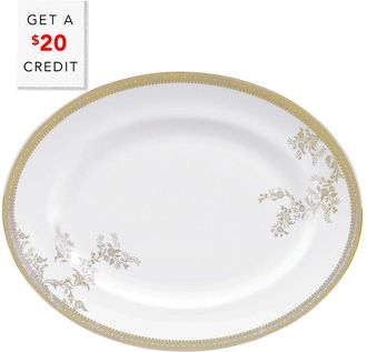 Wedgwood Vera Wang For Wedgwood Lace Gold Oval Platter 13.75In With $20 Credit