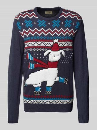 Montego Montego Strickpullover mit Rundhalsausschnitt in Marine, Gr&ouml;&szlig;e XXL