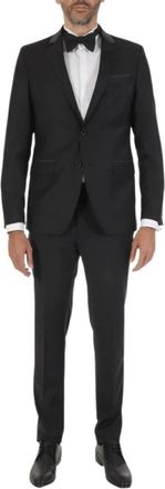 Karl Lagerfeld Single-breasted pak - Heren - Business pakken - Zwart - 6XL - Leer - Kostuums