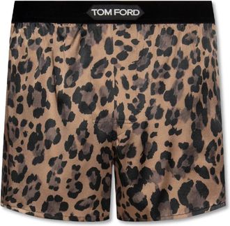 Tom Ford Zijden boxershorts met logo - Heren - Onderbroek - Bruin - XS - Ondergoed