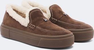 Hogan H705 shearling-lined suede loafers